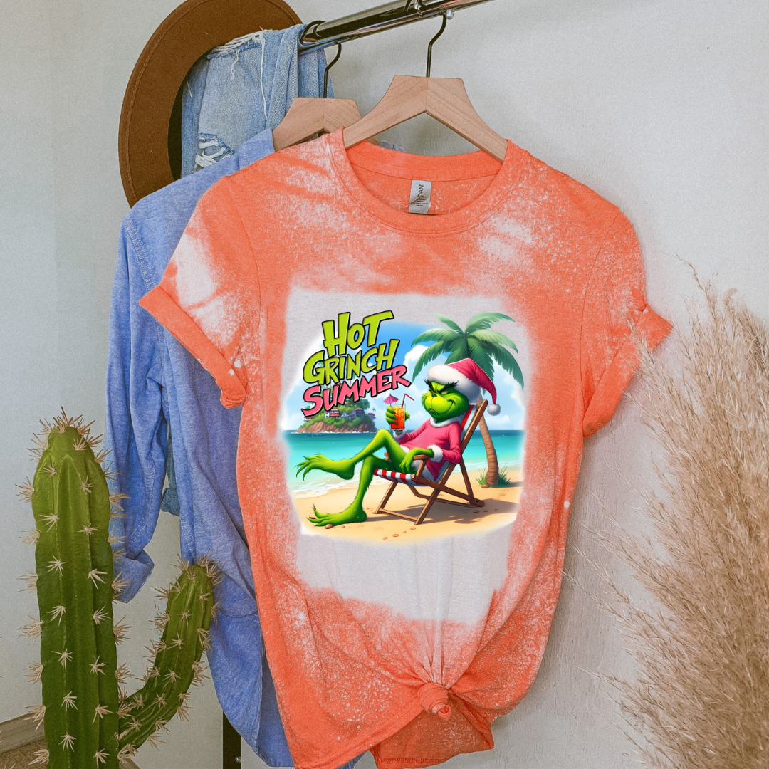 Hot Grinch Summer Bleached Tshirt