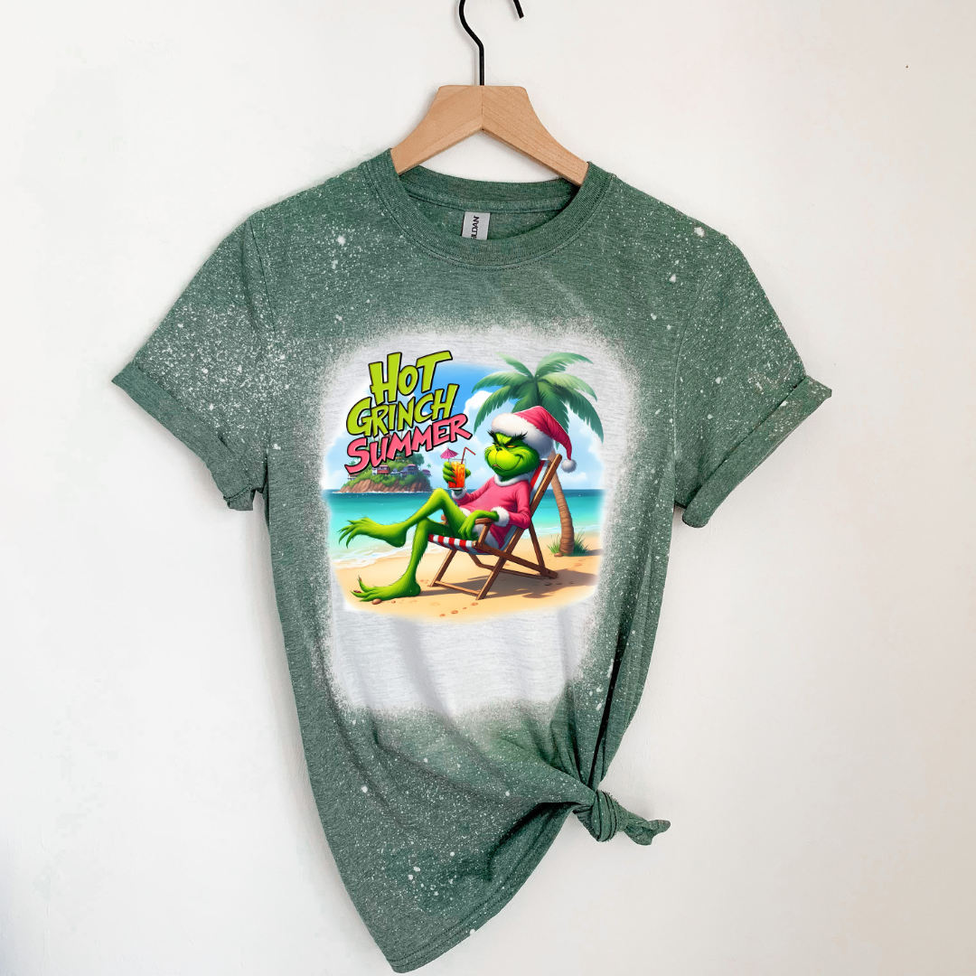 Hot Grinch Summer Bleached Tshirt