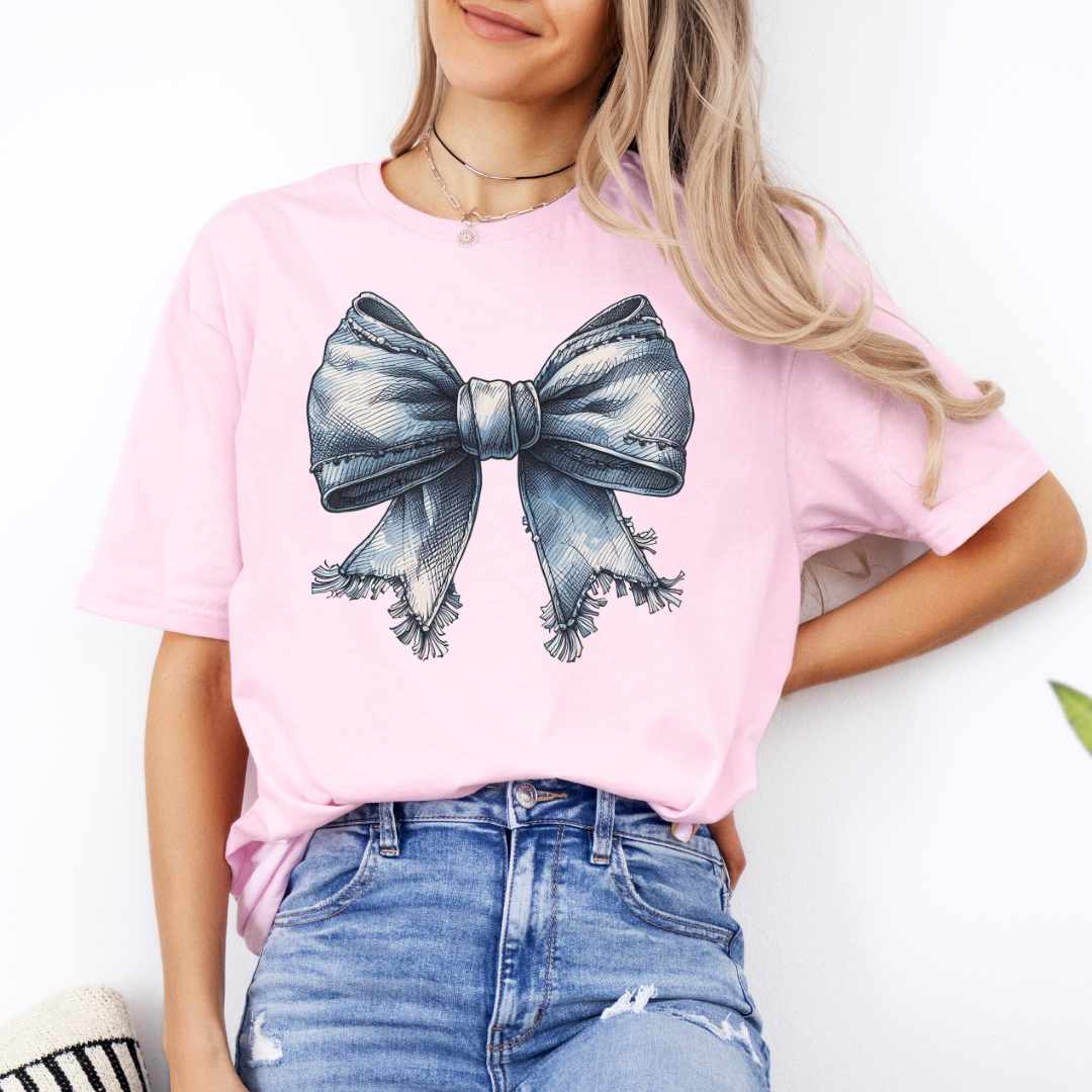 Denim Coquette Bow T-shirt