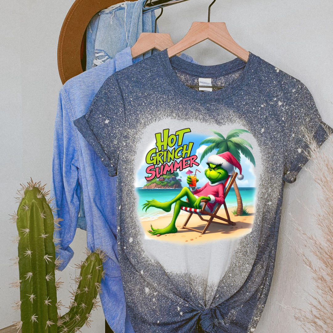 Hot Grinch Summer Bleached Tshirt
