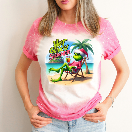 Hot Grinch Summer Bleached Tshirt