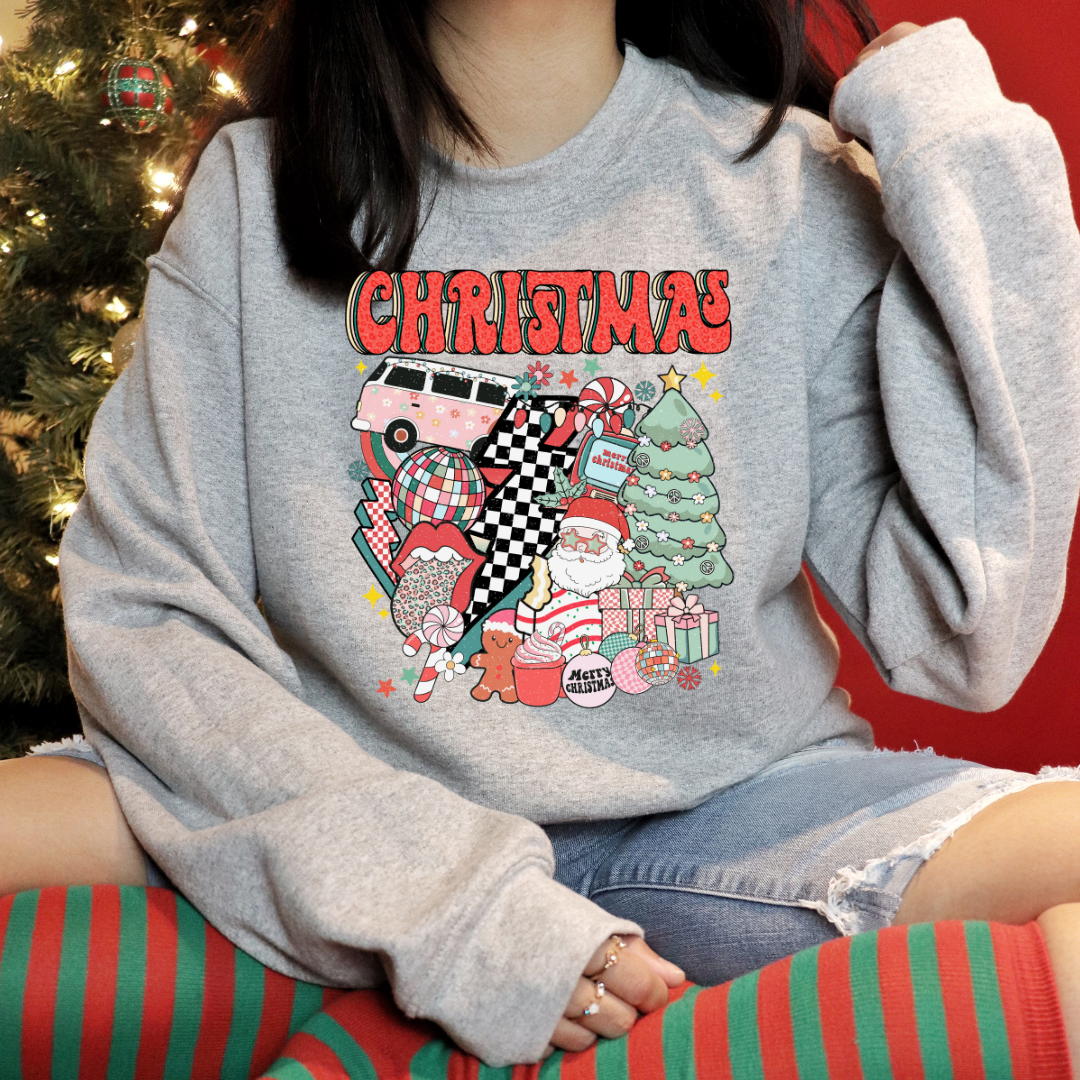 Retro Christmas Sweatshirt – Vintage Holiday Graphic Crewneck